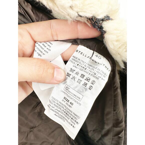 Stella McCartney Metallic Chevron Faux Fur Belted Long Coat 40 - Picture 8 of 13